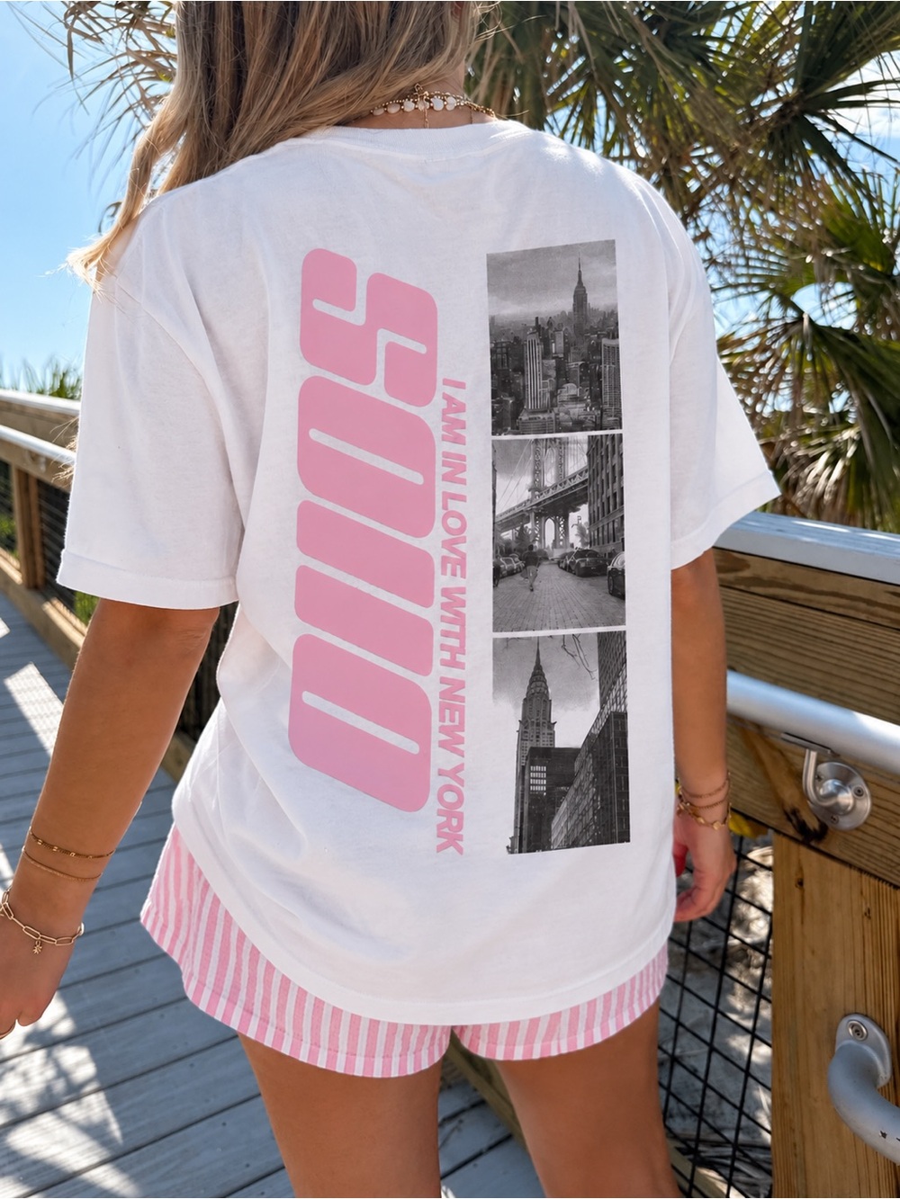 Organic Collective SOHO White & Pink Graphic Tee - I AM IN LOVE WITH NEW YORK XS